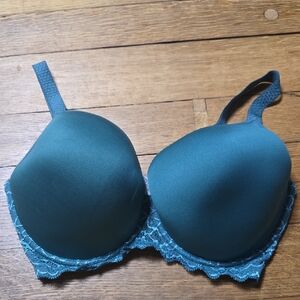 Simone Perele Teal Padded Lace-Trim Bra